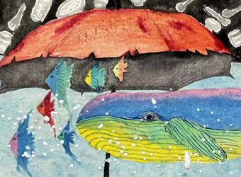 徐子珺的画信作品《让海洋生物有个家》